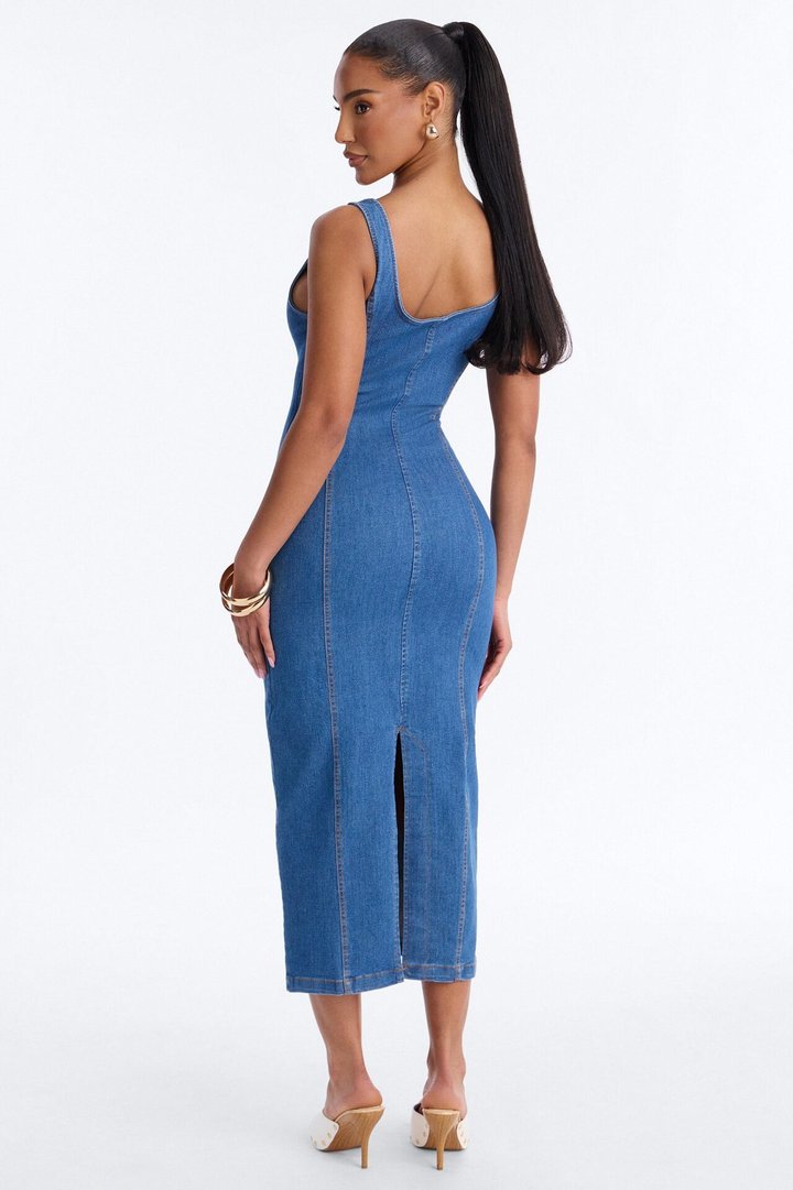 Finley Denim Midi Dress - Medium Wash