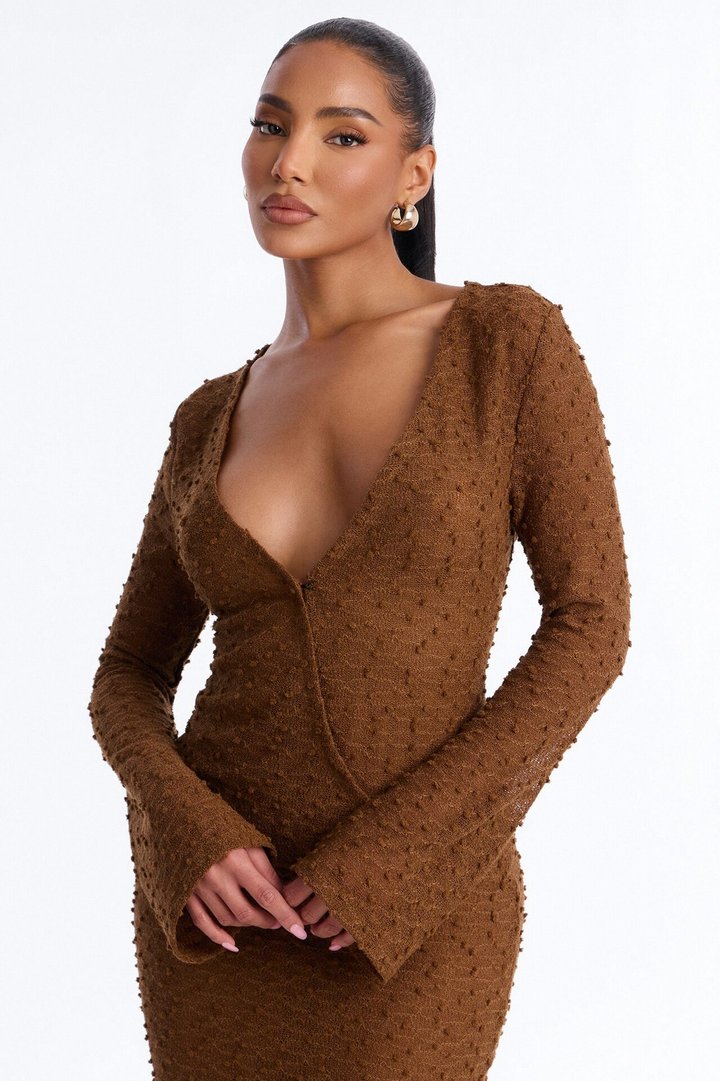 Tan Lines Textured Maxi Dress - Chocolate