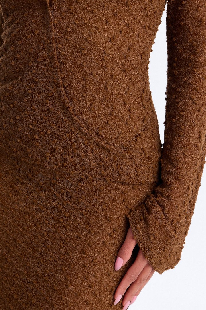 Tan Lines Textured Maxi Dress - Chocolate