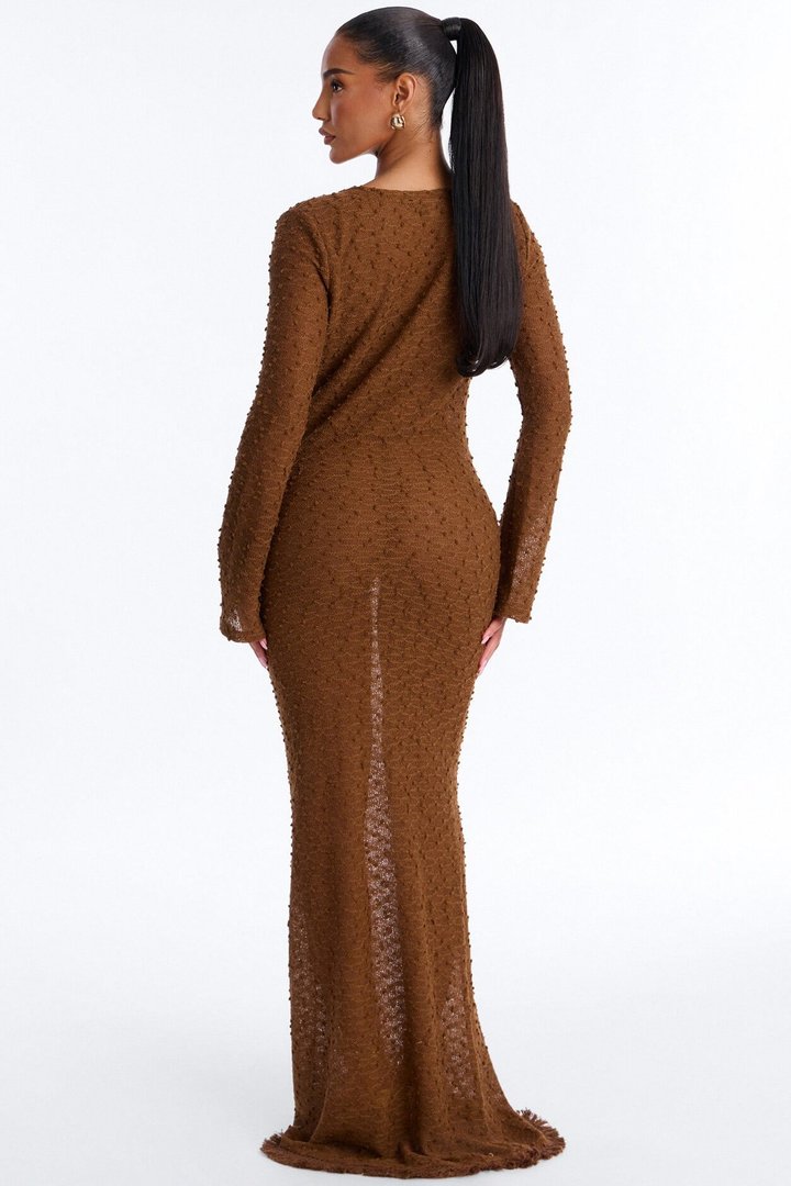 Tan Lines Textured Maxi Dress - Chocolate