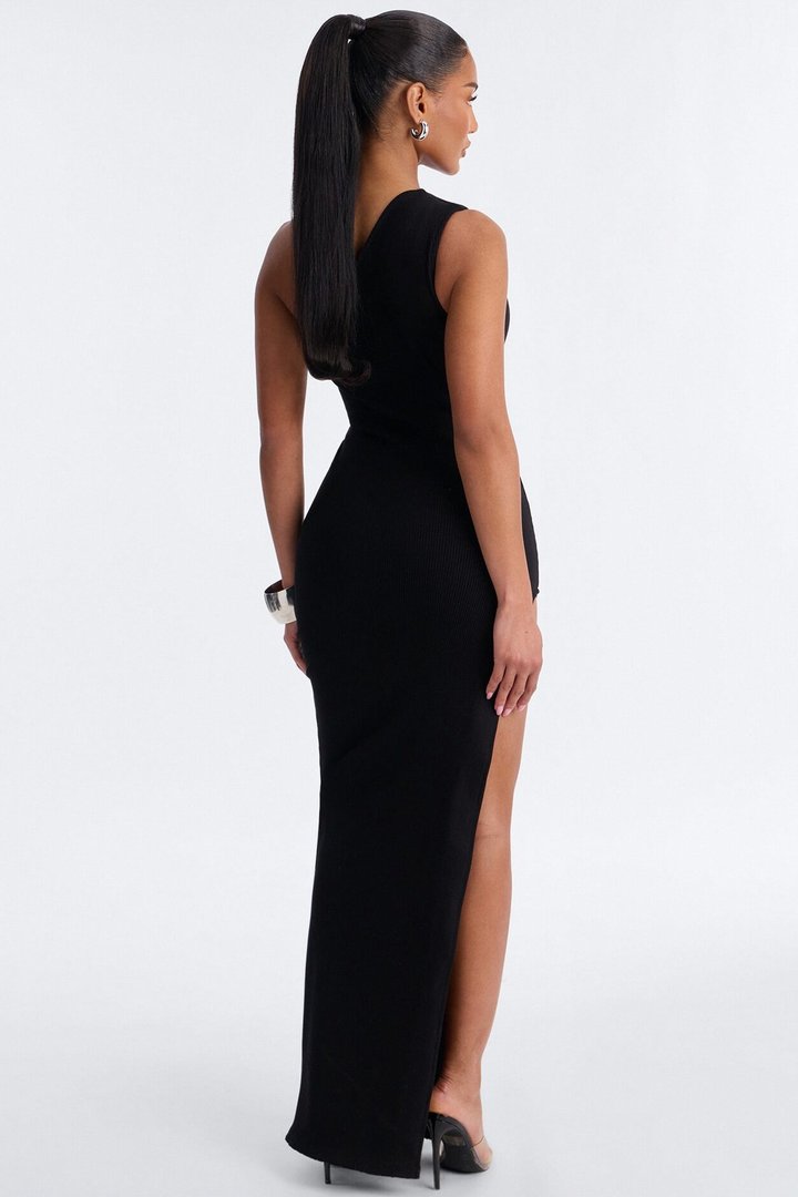 Scarlett Snatched High Slit Maxi Dress - Black