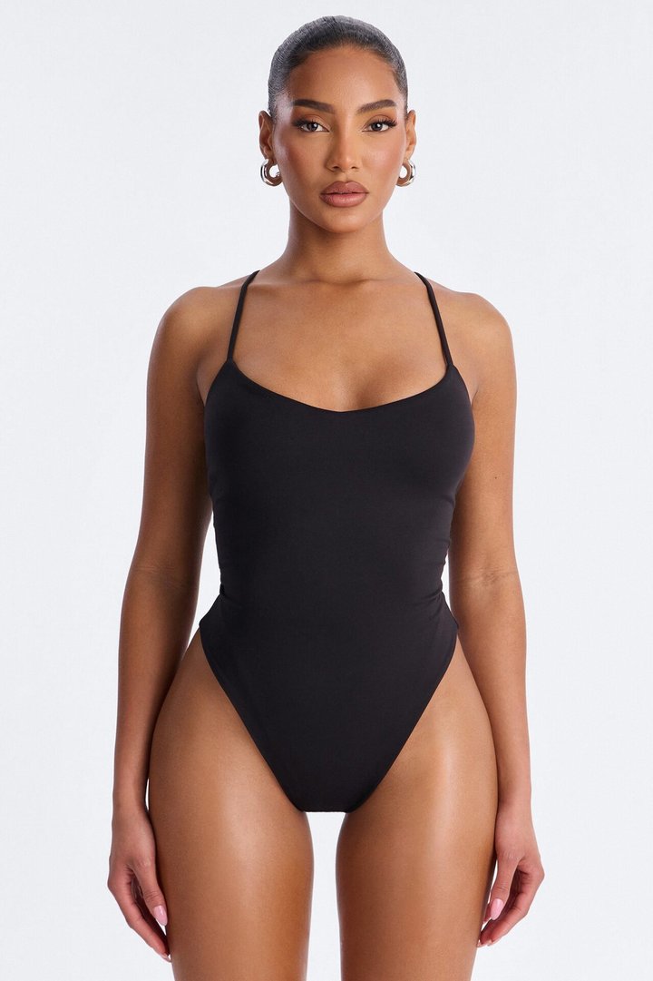 Bianca Matte Form Double Lined Low Rise Capri Set - Black