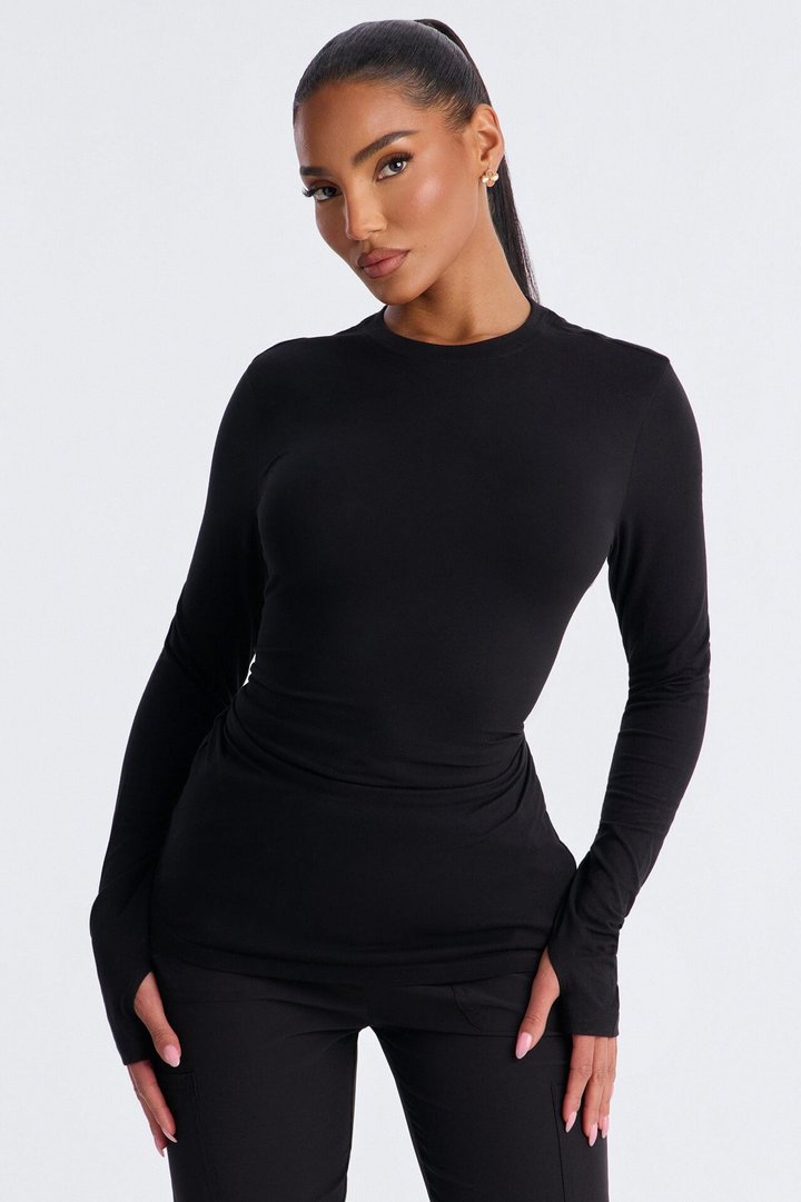 Daily Shift Long Sleeve Stretch Under Scrub Shirt - Black