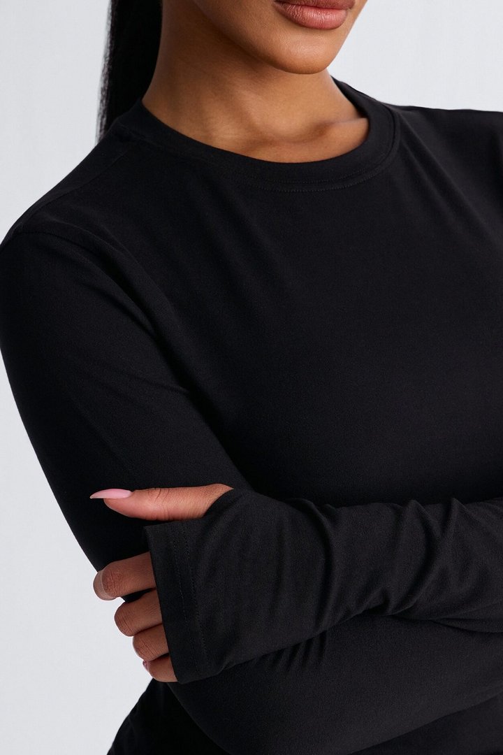 Daily Shift Long Sleeve Stretch Under Scrub Shirt - Black
