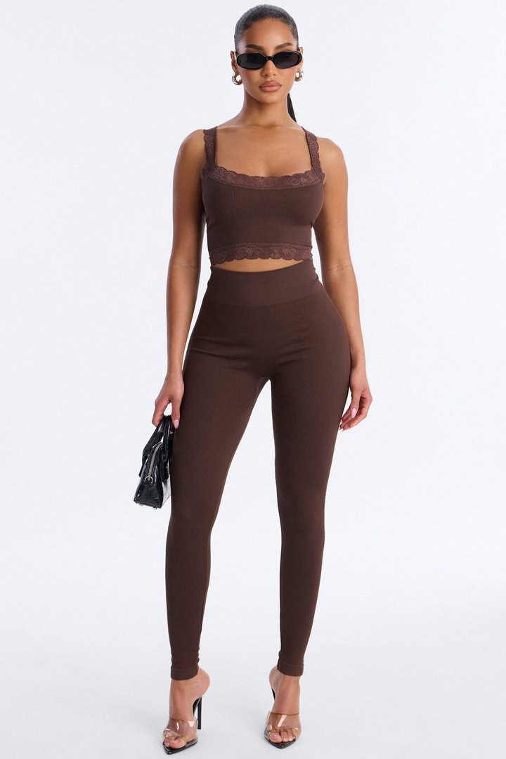 Sculpted Power Seamless Legging Set - Chocolate