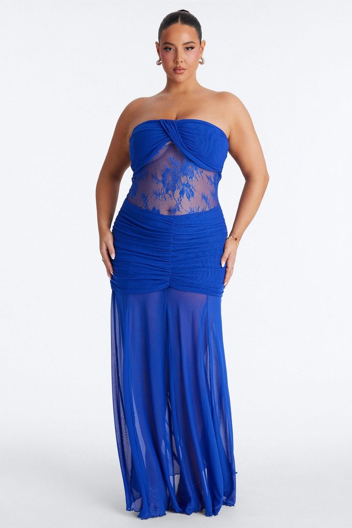 Lace Lover Sheer Maxi Dress - Blue