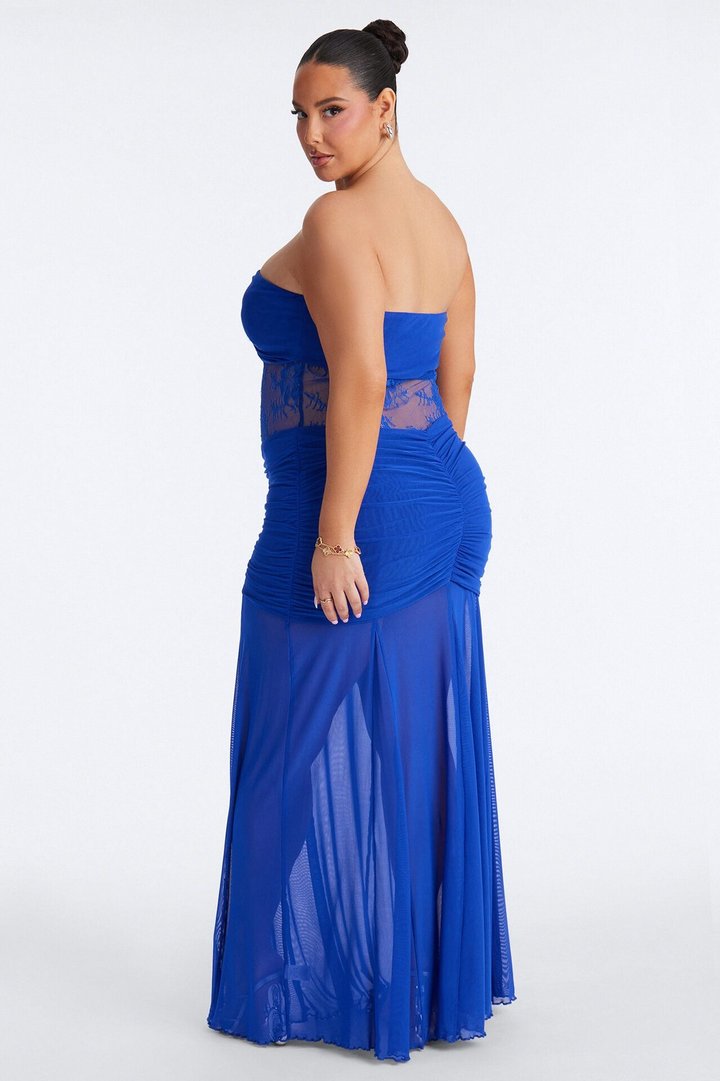 Lace Lover Sheer Maxi Dress - Blue