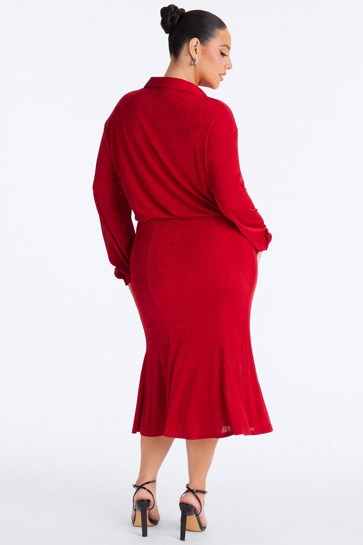 Jemma Slinky Midi Dress - Red