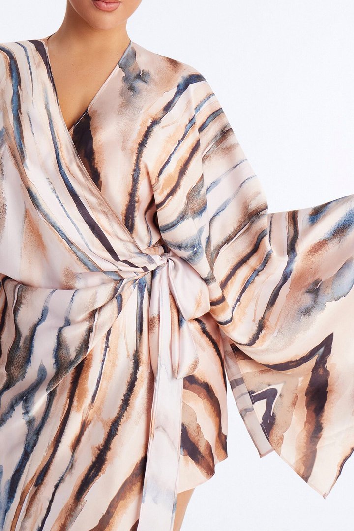 Samira Wrap Satin Mini Dress - Mauve/combo