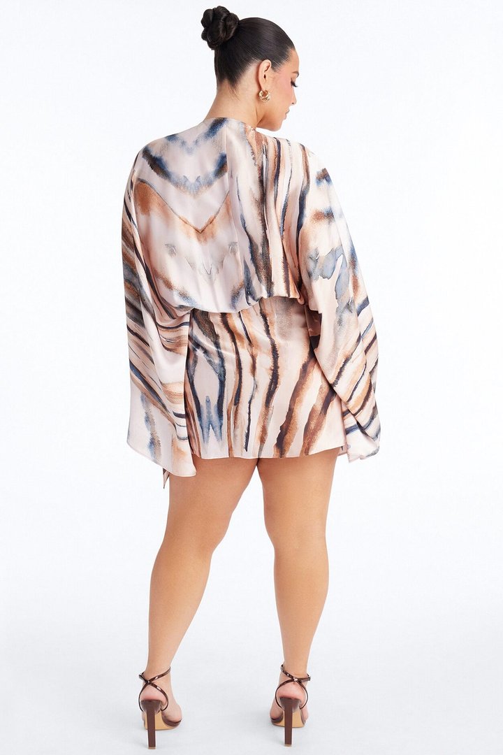 Samira Wrap Satin Mini Dress - Mauve/combo