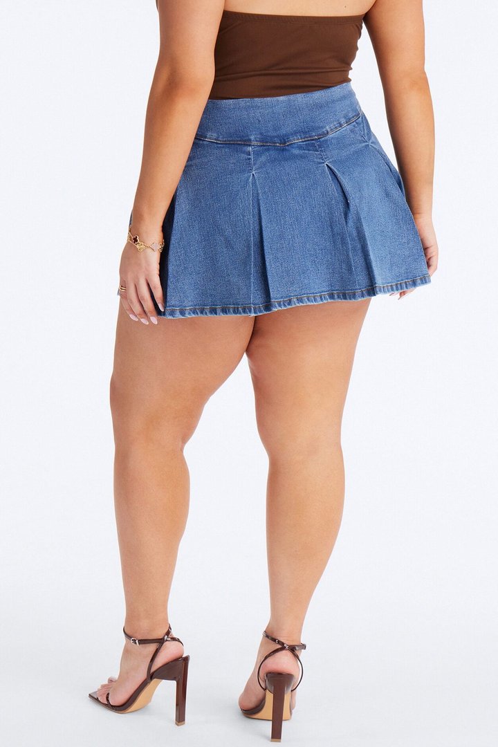 Told You So Denim Micro Mini Skort - Medium Wash