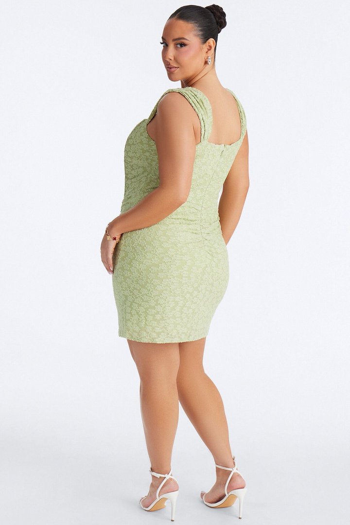 Aria Sleeveless Floral Jacquard Mini Dress - Sage