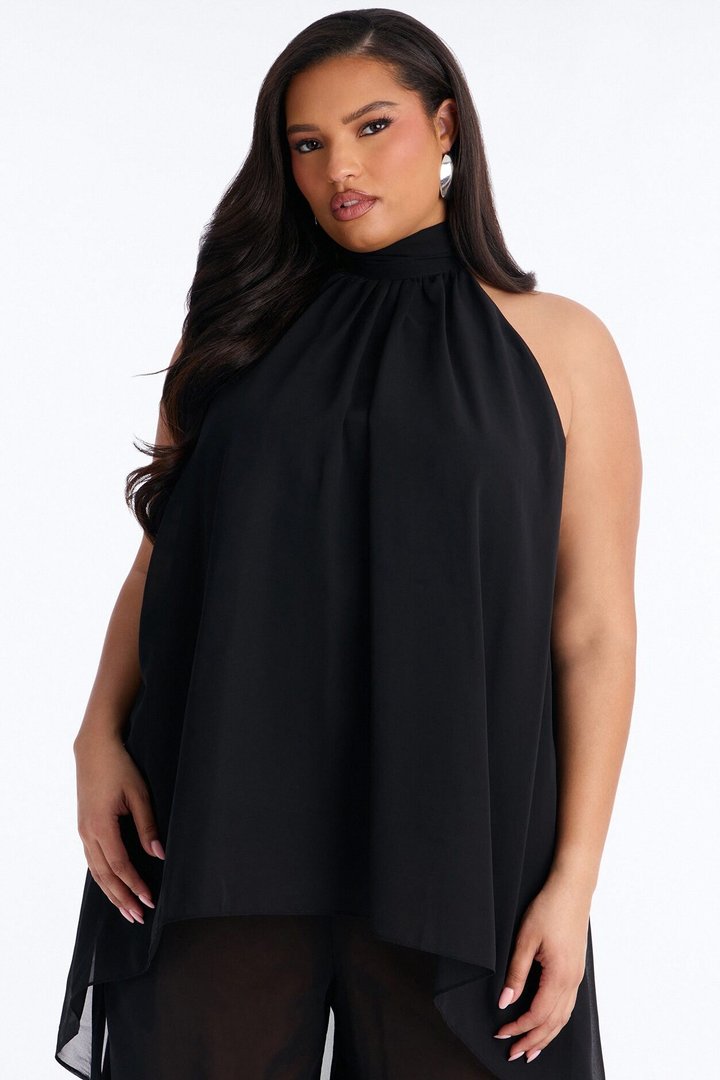 Jocelyn Flowy Halter Pant Set - Black