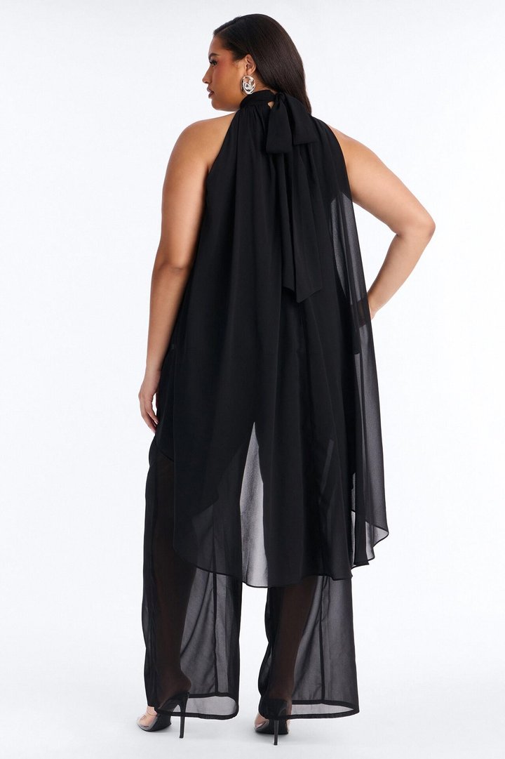 Jocelyn Flowy Halter Pant Set - Black