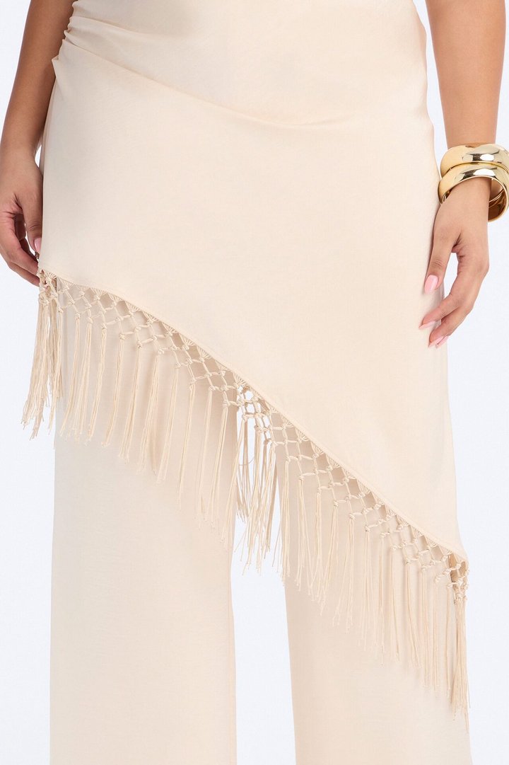 Avara Fringe Halter Pant Set - Cream