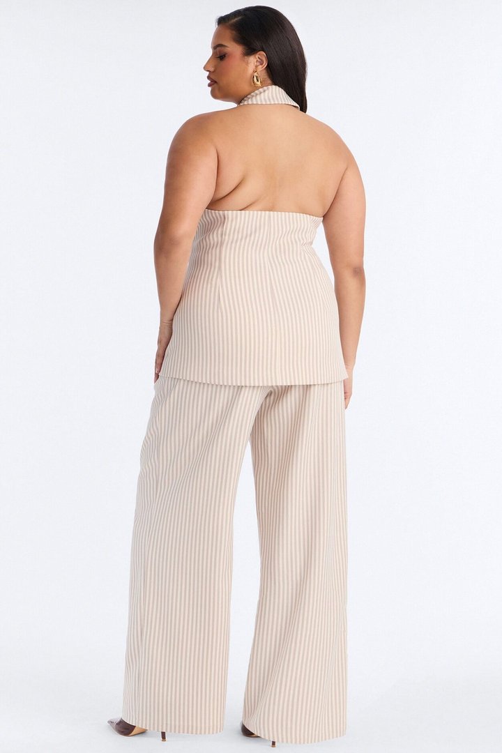 Prestige Vest Pinstripe Pant Set - Beige
