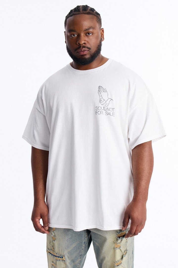 Soul Not For Sale Oversized Short Sleeve Tee - White