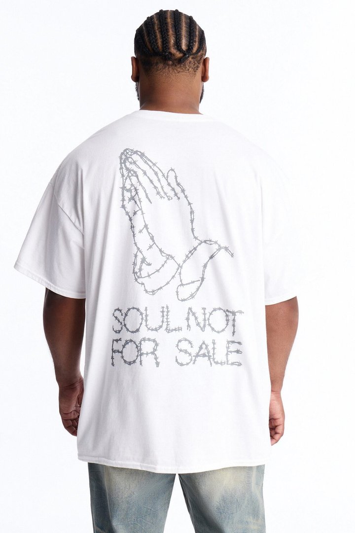 Soul Not For Sale Oversized Short Sleeve Tee - White