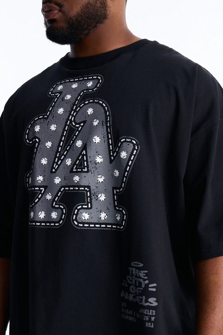 LA Hustle District Boxy Short Sleeve Tee - Black