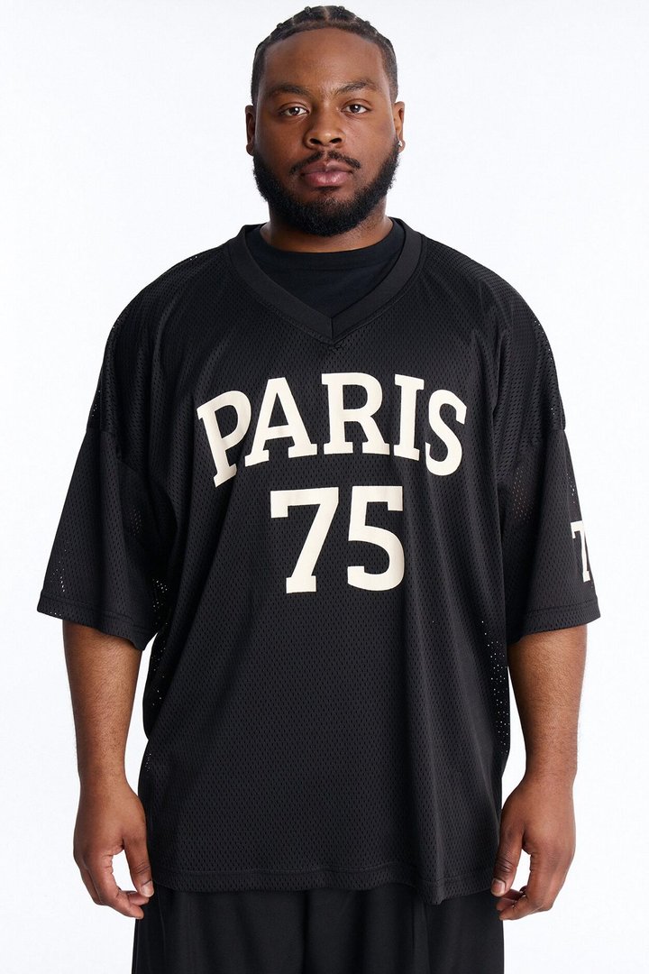 Jersey Fit Paris 75 V-Neck Shirt - Black