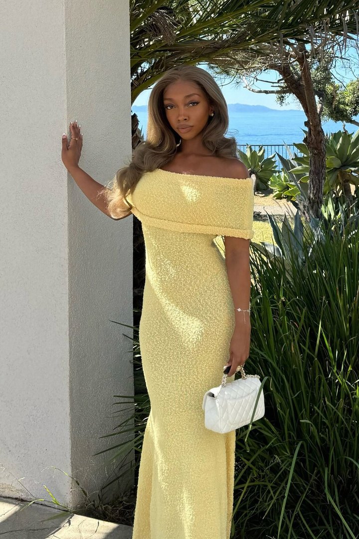 Effortless Edge Sweater Maxi Dress - Yellow