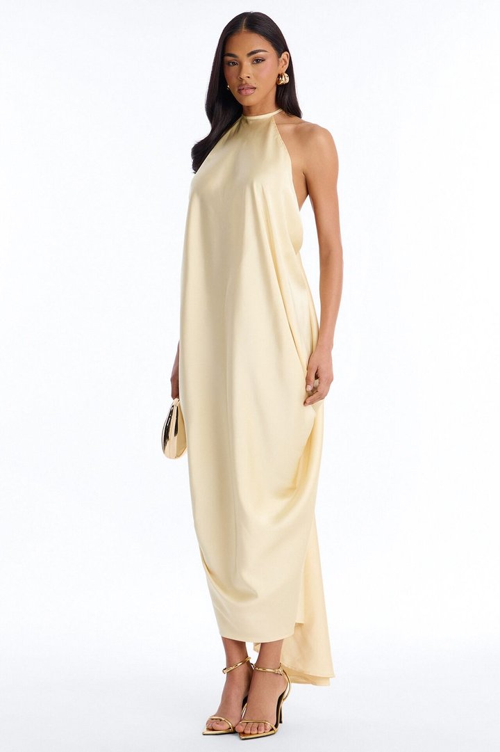 Elisa Draped Maxi Dress - Butter Yellow