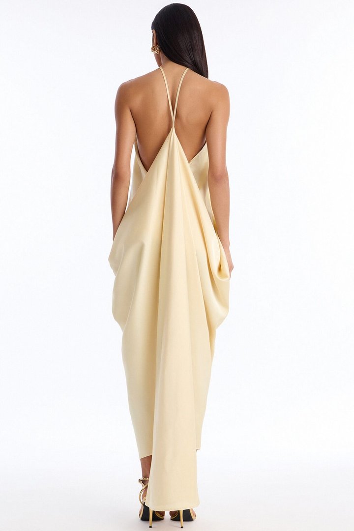 Elisa Draped Maxi Dress - Butter Yellow