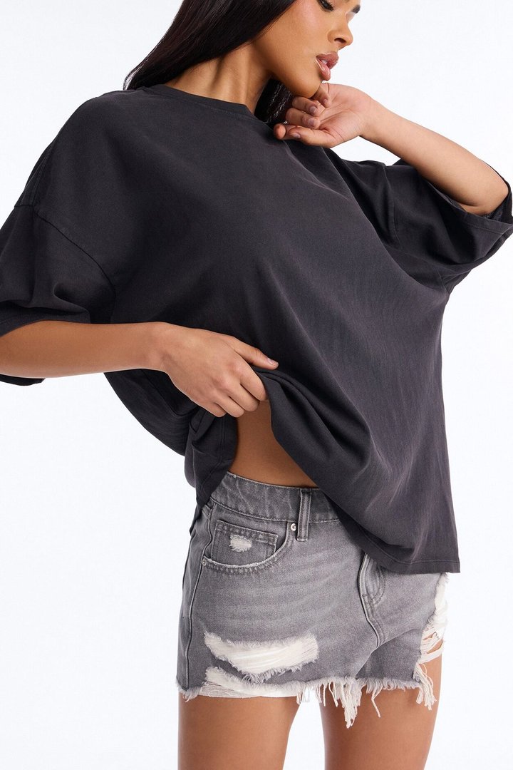 Cayden Washed Oversized Short Sleeve T-Shirt - Black