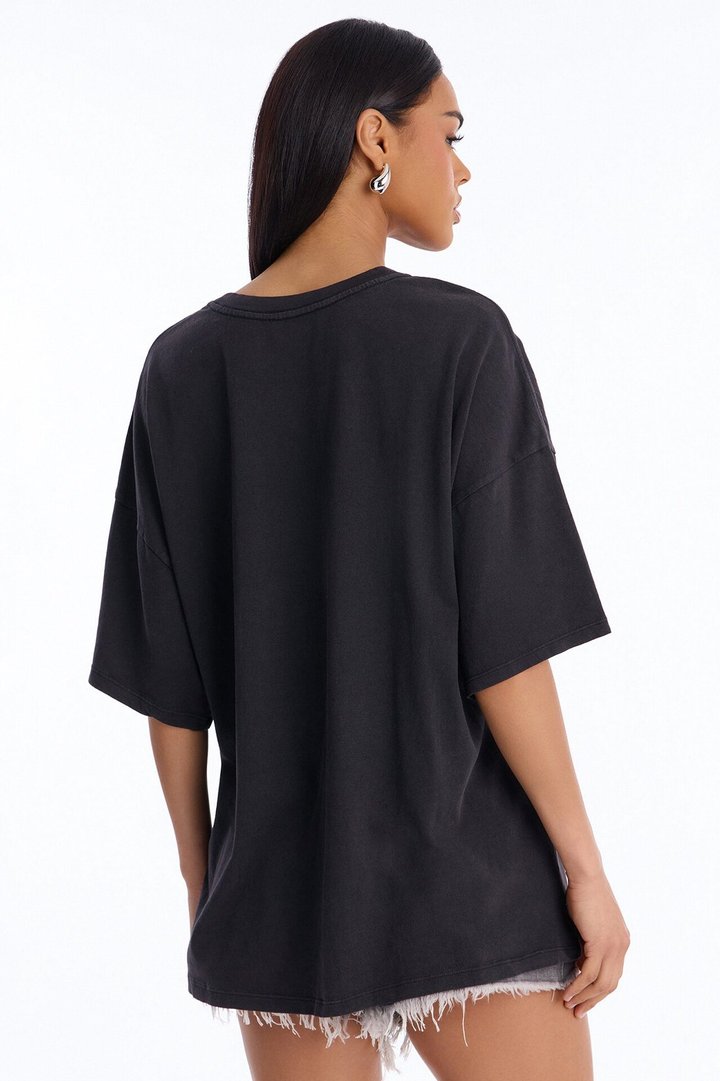 Cayden Washed Oversized Short Sleeve T-Shirt - Black