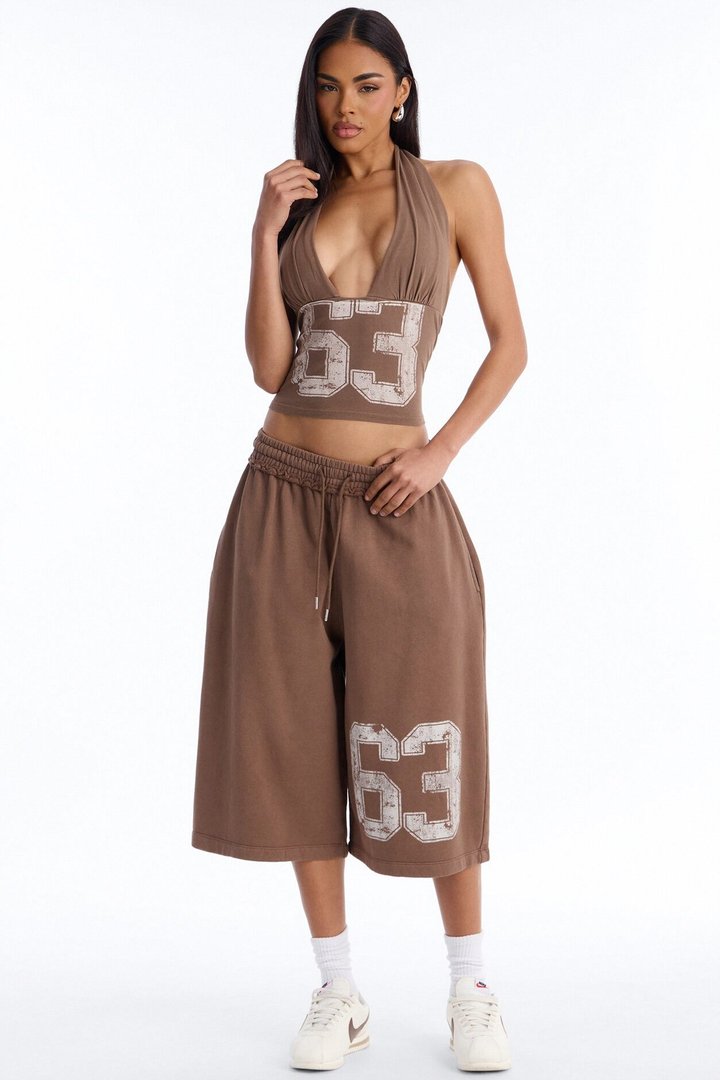 Play Hard To Get Halter Top - Brown