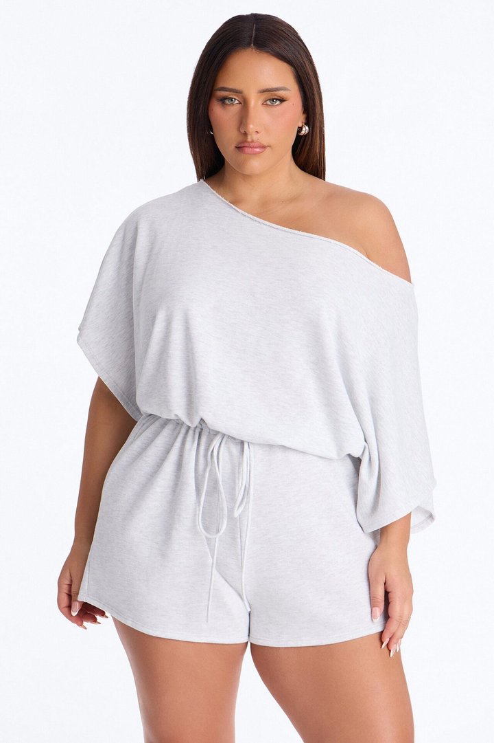 Weekend Away Off Shoulder Romper - Heather Grey