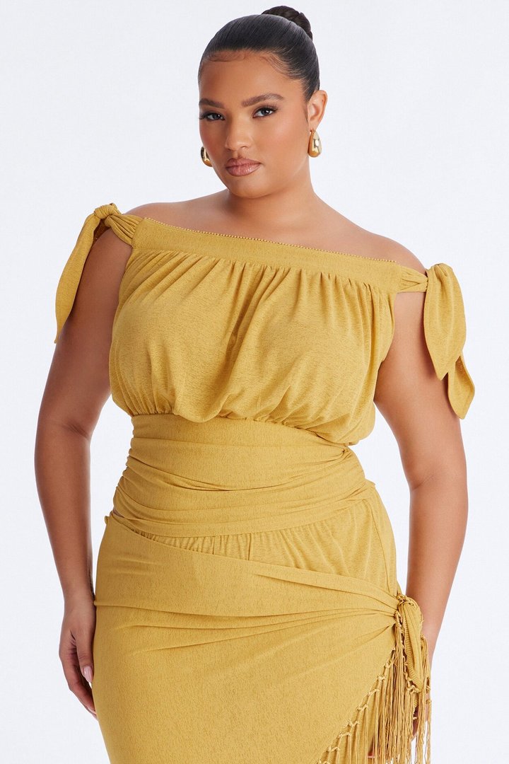 Lorraina 3 Piece Scarf Pant Set - Mustard