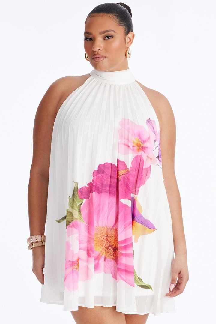 Juliana Sleeveless Chiffon Mini Dress - Ivory