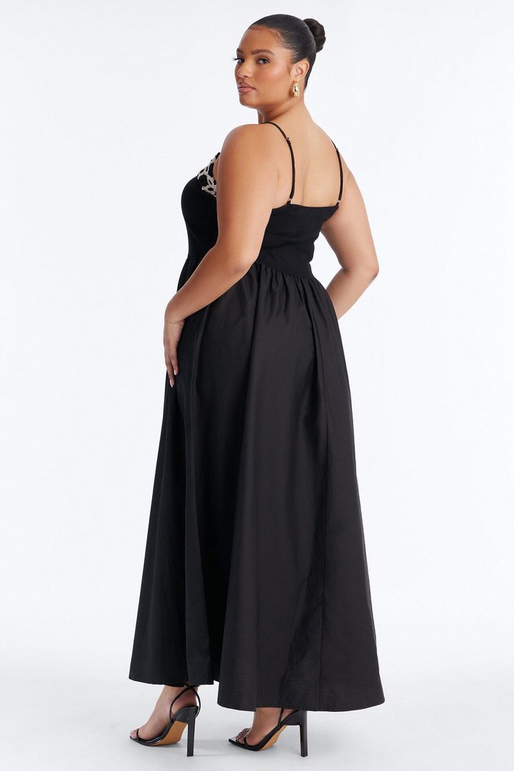 Amelia Crochet Maxi Dress - Black/White