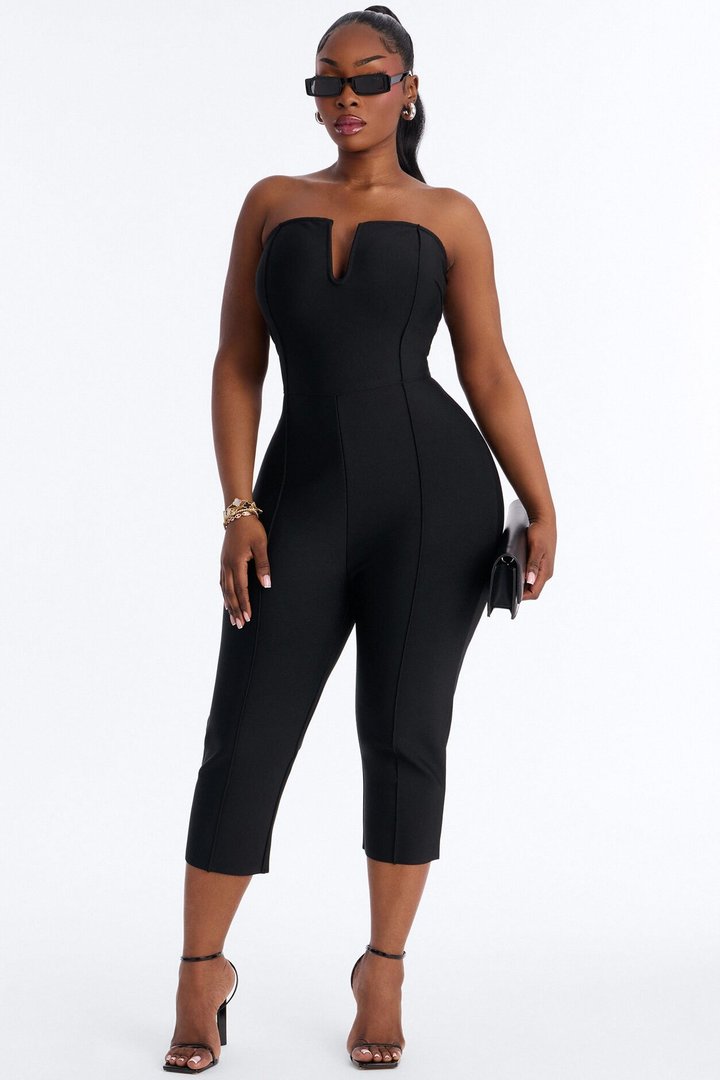 Someone To You Bandage Capri Jumpsuit - Black