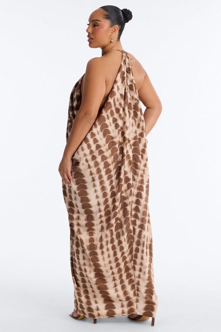 So Effortless Draped Maxi Dress - Brown/combo