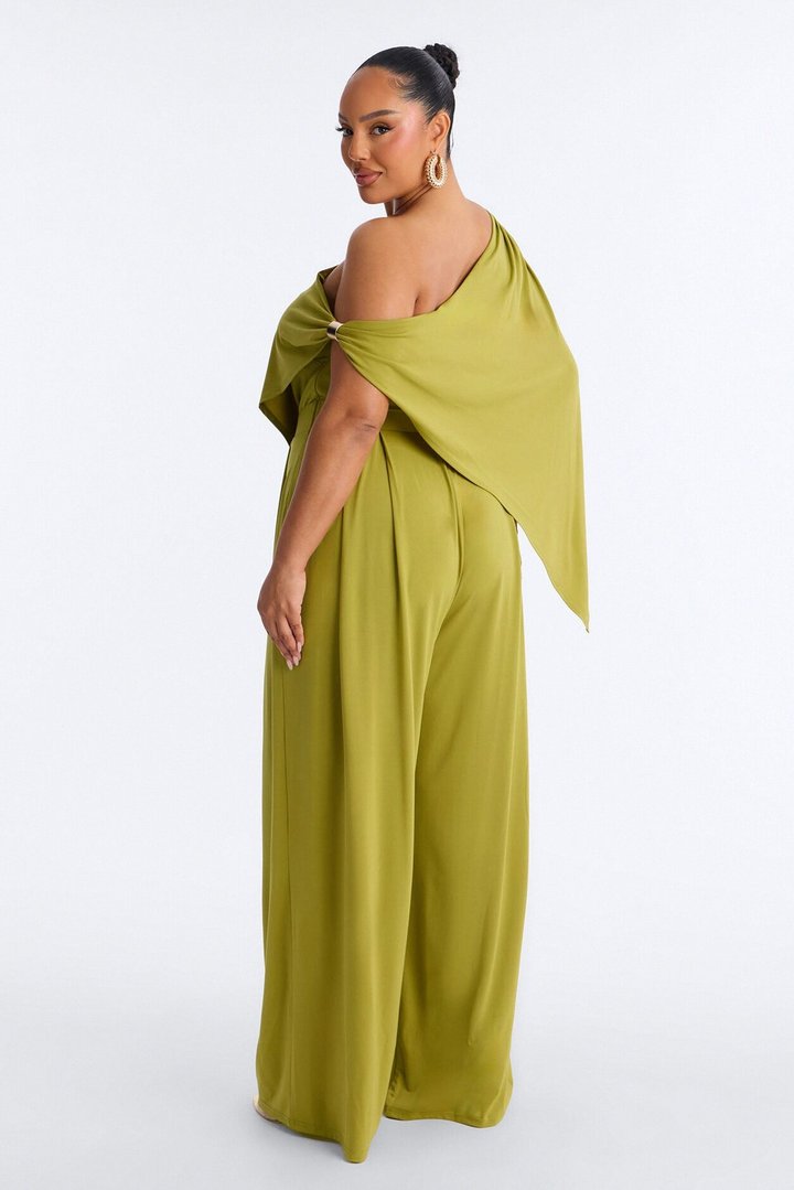 Shanti Asymmetrical Wide Leg Jumpsuit - Green