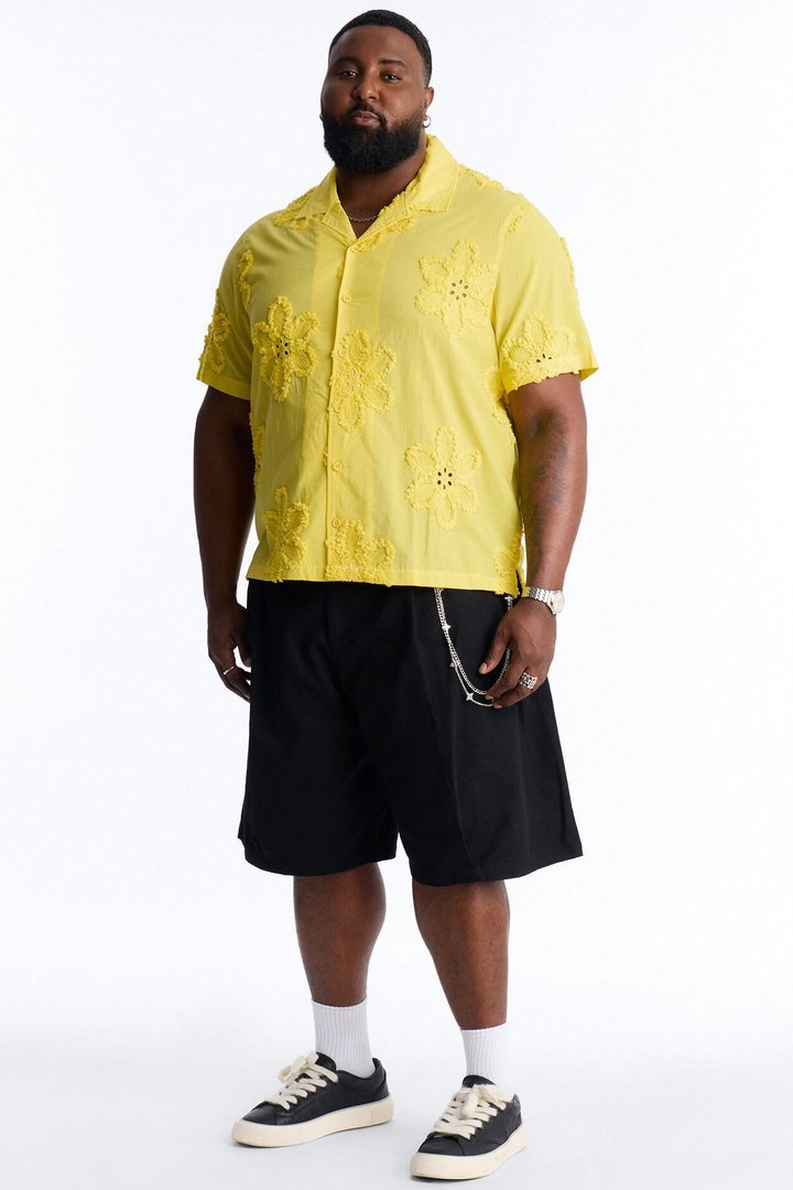 Dusty Bloom Cuban Collar Shirt - Mustard