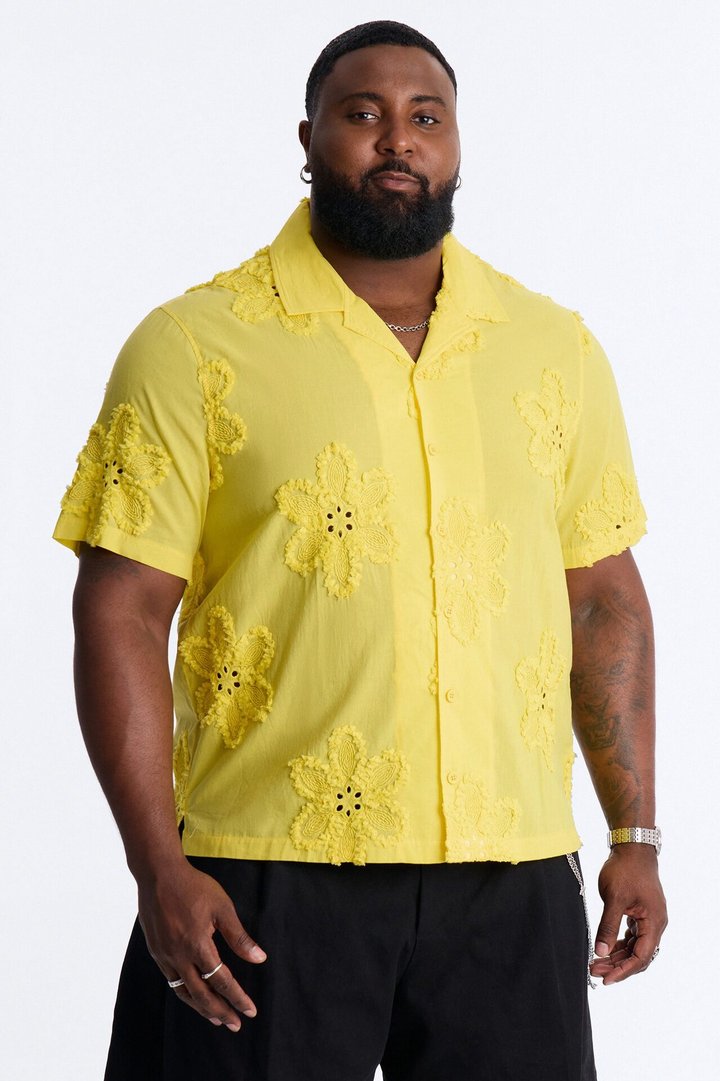 Dusty Bloom Cuban Collar Shirt - Mustard