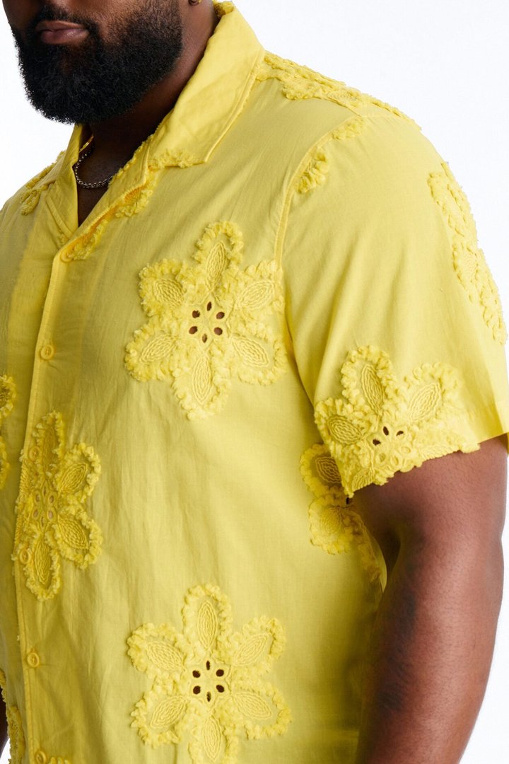 Dusty Bloom Cuban Collar Shirt - Mustard