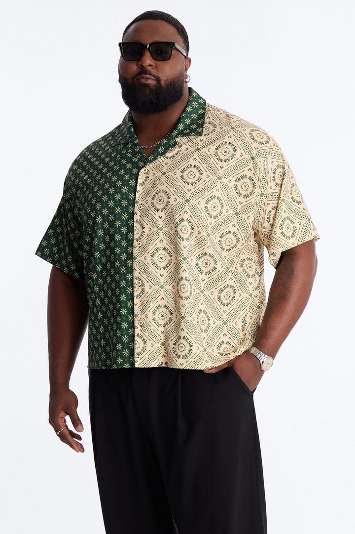 Driftwood Cuban Collar Button Up Shirt - Green
