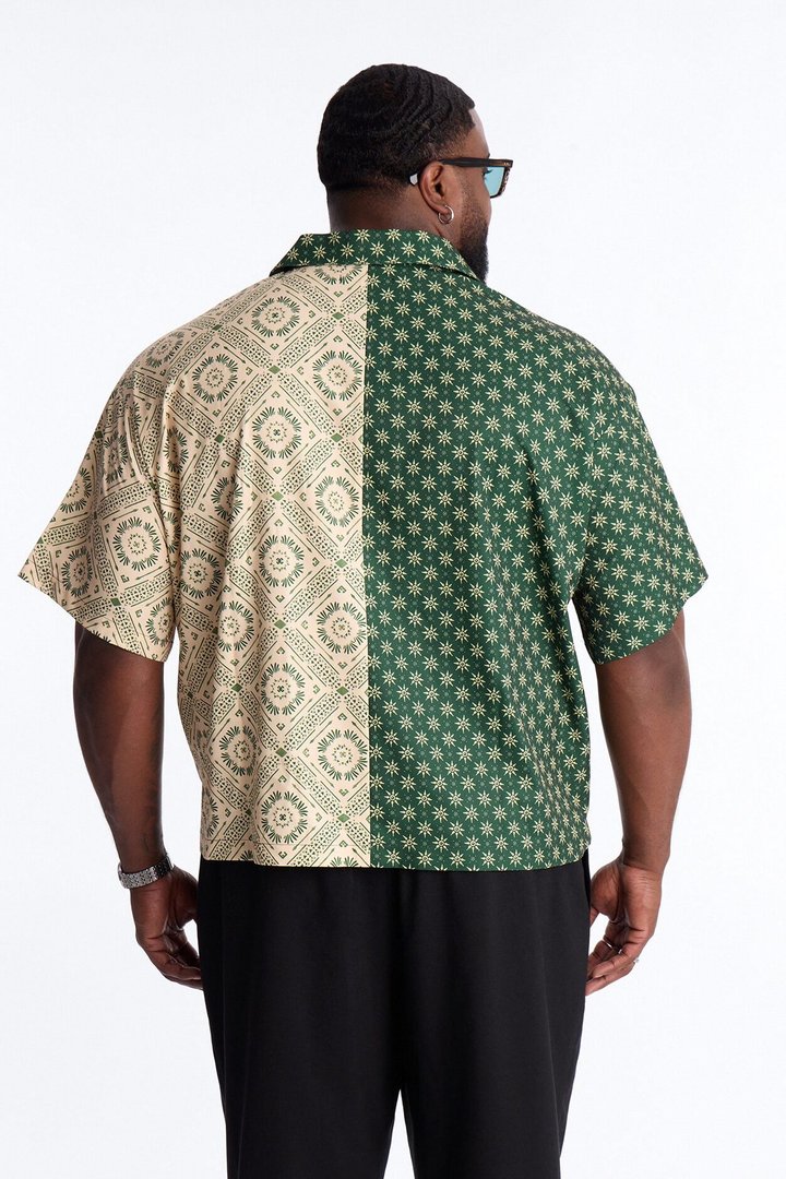 Driftwood Cuban Collar Button Up Shirt - Green
