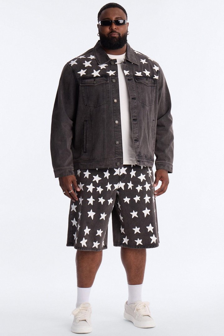 Star Spangled Denim Trucker Jacket - Black Wash