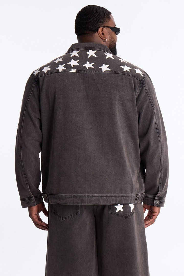 Star Spangled Denim Trucker Jacket - Black Wash