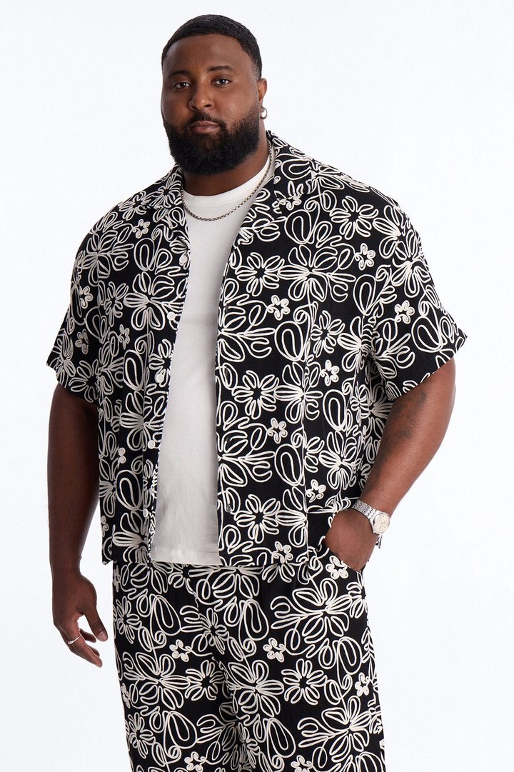 Desert Nights Cuban Collar Shirt - Black