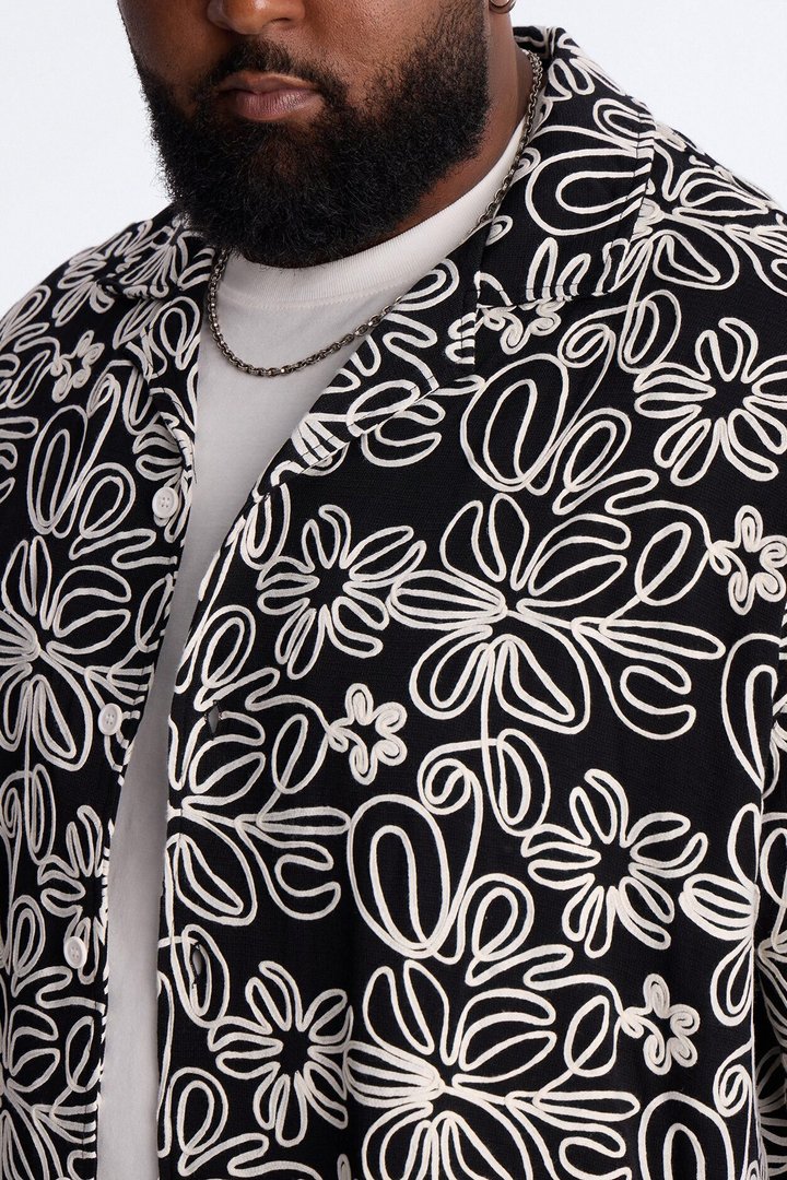 Desert Nights Cuban Collar Shirt - Black