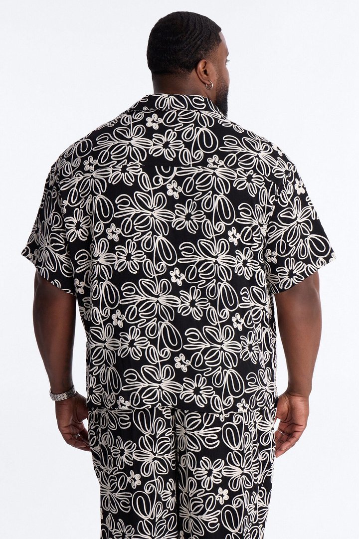 Desert Nights Cuban Collar Shirt - Black