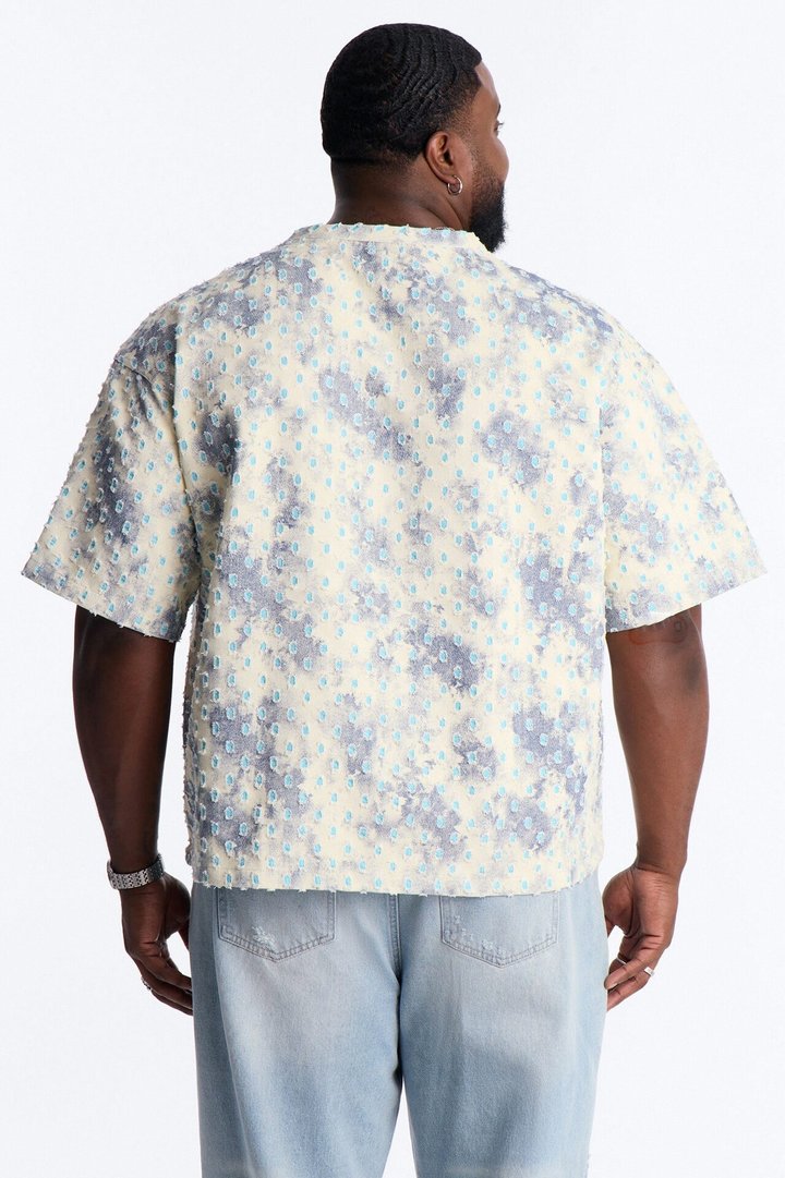 Boxy Desert Chrome Textured Shirt - White