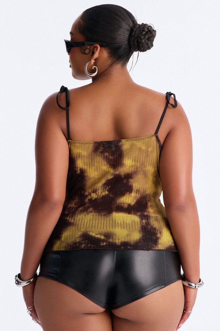 Motion Blur Abstract Mesh Tank Top - Yellow/combo