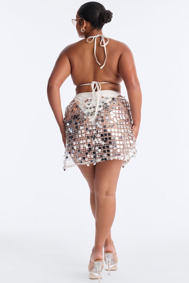 Drinks On The Beach Bikini And Coverup Skirt Set - Silver